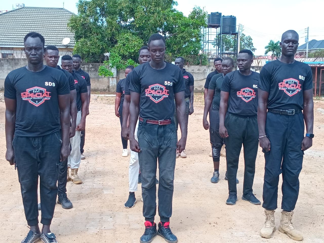 SDSL security recruits standing in formation during training